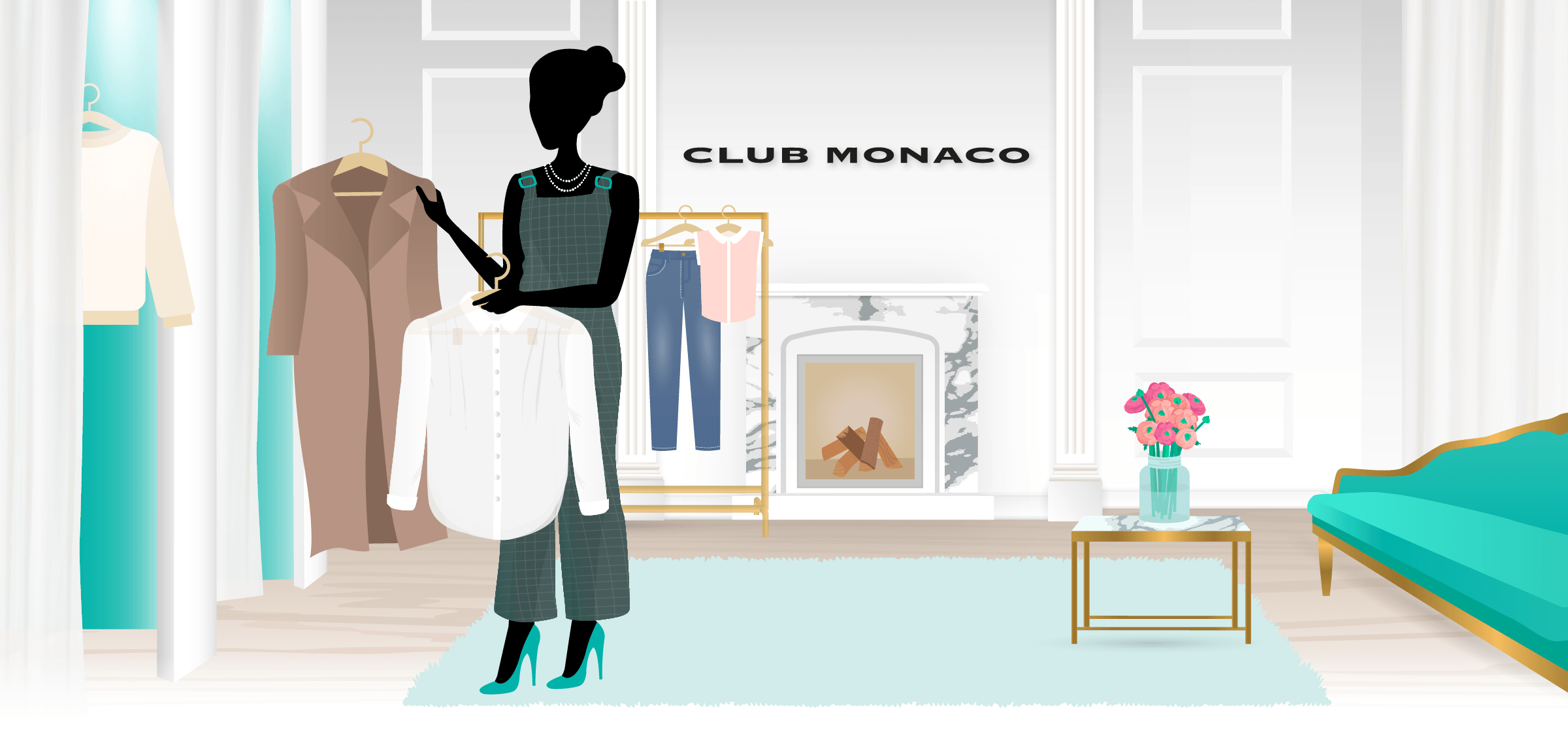 Skimm Girl shopping at Club Monaco